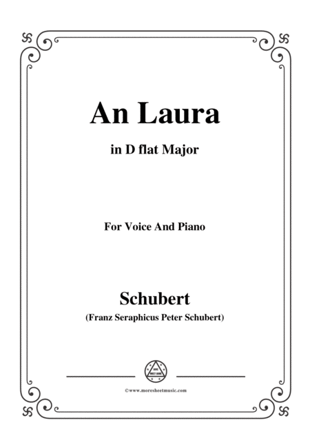 Schubert An Laura In D Flat Major For Voice Piano Sheet Music