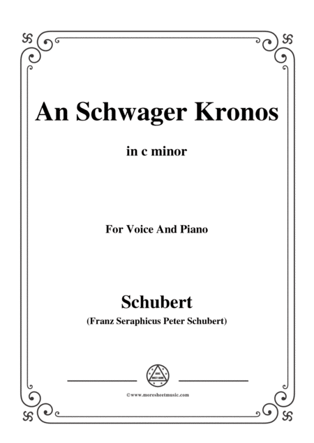 Schubert An Schwager Kronos Op 19 No 1 In C Minor For Voice Piano Sheet Music