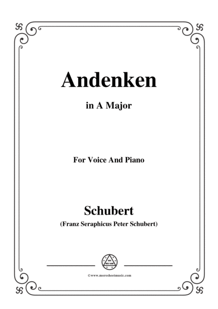 Schubert Andenken In A Major For Voice Piano Sheet Music