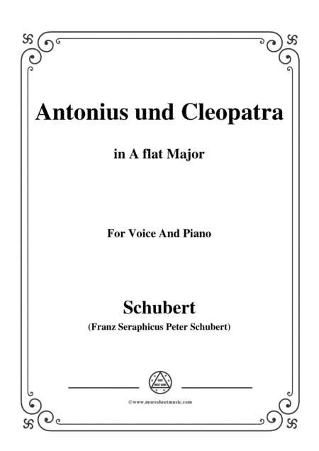 Schubert Antonius Und Cleopatra In A Flat Major For Voice And Piano Sheet Music