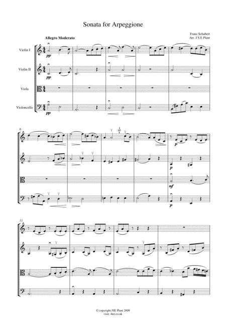 Free Sheet Music Schubert Arpeggione Sonata Mov 1 For String Quartet Score And Parts