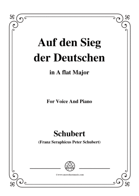 Schubert Auf Den Sieg Der Deutschen In A Flat Major For Voice 2 Violins Cello Sheet Music