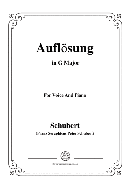 Schubert Auflsung In G Major For Voice Piano Sheet Music