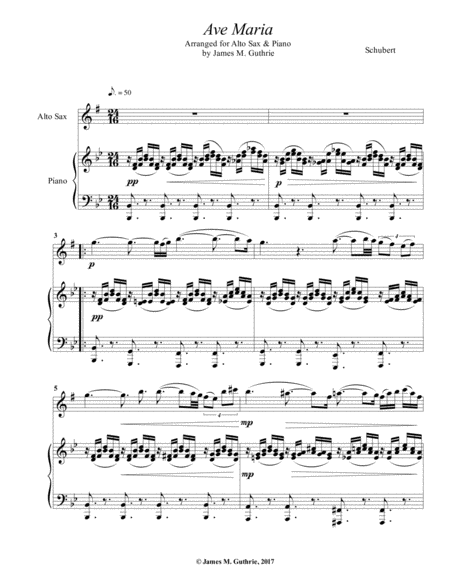 Free Sheet Music Schubert Ave Maria For Alto Sax Piano