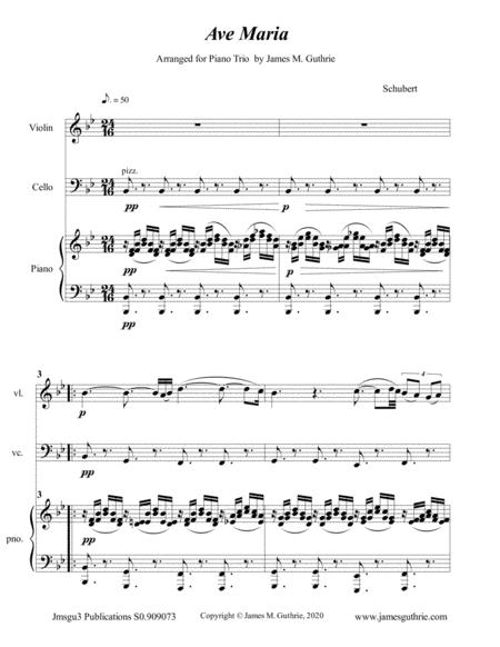 Free Sheet Music Schubert Ave Maria For Piano Trio