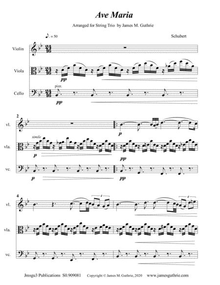 Free Sheet Music Schubert Ave Maria For String Trio