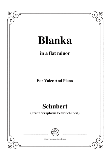 Free Sheet Music Schubert Blanka In A Flat Minor For Voice Piano
