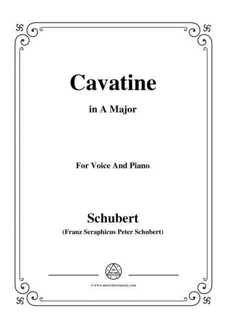 Schubert Cavatine From The Opera Alfonso Und Estrella D 732 In A Major For Voice Piano Sheet Music