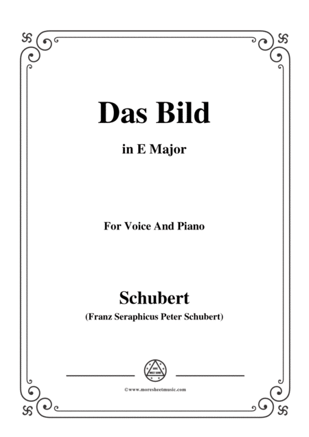 Free Sheet Music Schubert Das Bild In E Major Op 165 No 3 For Voice And Piano