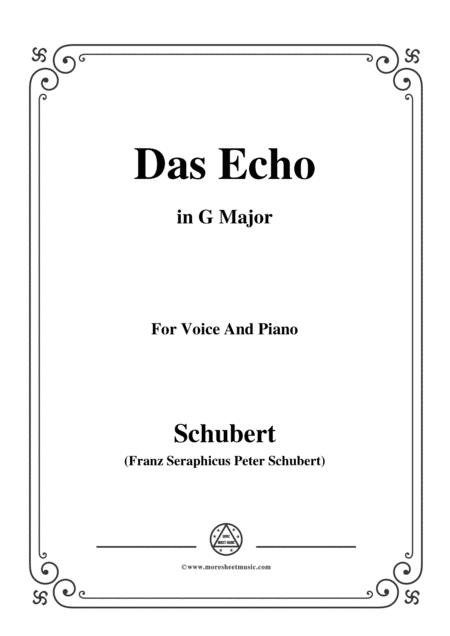 Schubert Das Echo Op 136 In G Major For Voice Piano Sheet Music