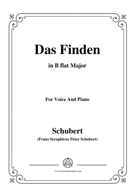 Free Sheet Music Schubert Das Finden In B Flat Major For Voice Piano