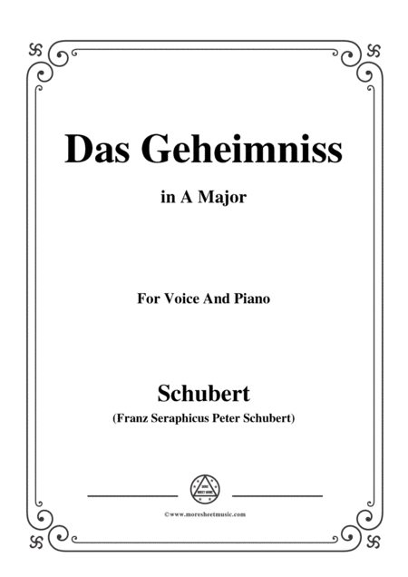 Free Sheet Music Schubert Das Geheimniss Op 173 No 2 In A Major For Voice Piano