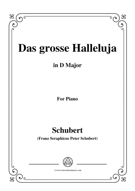 Free Sheet Music Schubert Das Grosse Halleluja In D Major For Voice And Piano