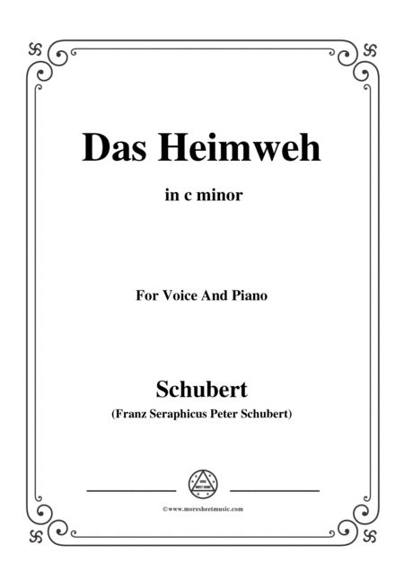 Schubert Das Heimweh Op 79 No 1 In C Minor For Voice And Piano Sheet Music