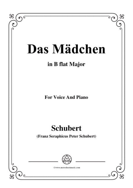 Schubert Das Mdchen In B Flat Major For Voice Piano Sheet Music