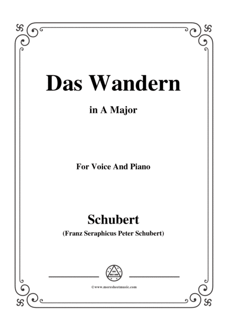 Schubert Das Wandern In A Major Op 25 No 1 For Voice And Piano Sheet Music