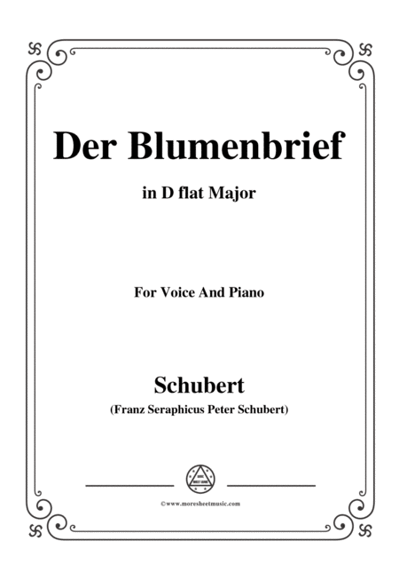 Schubert Der Blumenbrief In D Flat Major For Voice Piano Sheet Music