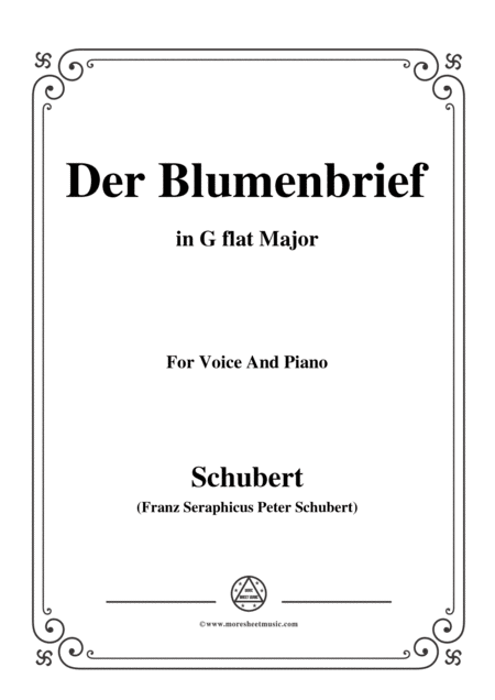 Free Sheet Music Schubert Der Blumenbrief In G Flat Major For Voice Piano