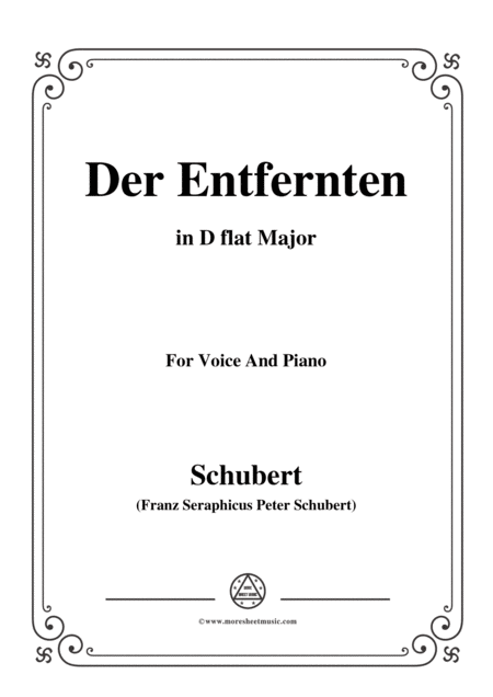 Free Sheet Music Schubert Der Entfernten In D Flat Major For Voice Piano