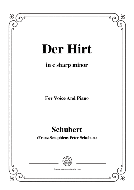 Schubert Der Hirt In C Sharp Minor D 490 For Voice And Piano Sheet Music