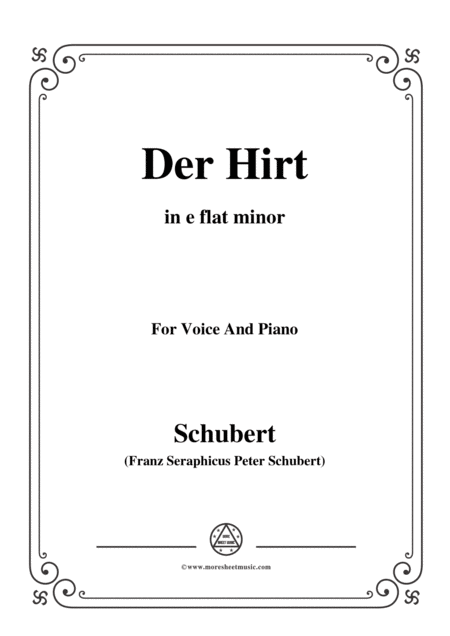 Schubert Der Hirt In E Flat Minor D 490 For Voice And Piano Sheet Music