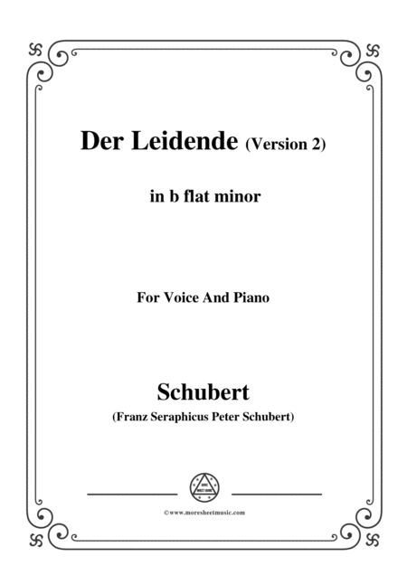 Schubert Der Leidende The Sufferer Version 2 D 432 In B Flat Minor For Voice Piano Sheet Music