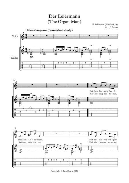 Schubert Der Leiermann For Voice And Guitar Sheet Music