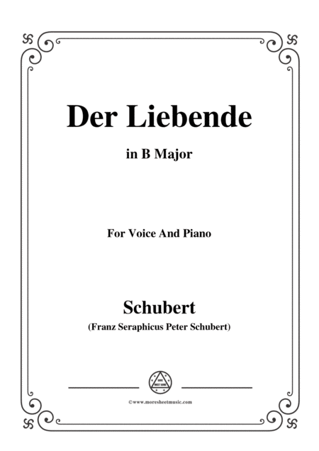 Free Sheet Music Schubert Der Liebende D 207 In B Major For Voice And Piano