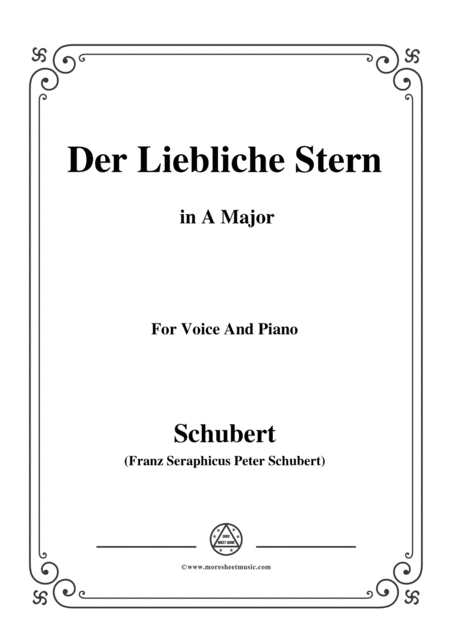 Schubert Der Liebliche Stern In A Major For Voice Piano Sheet Music