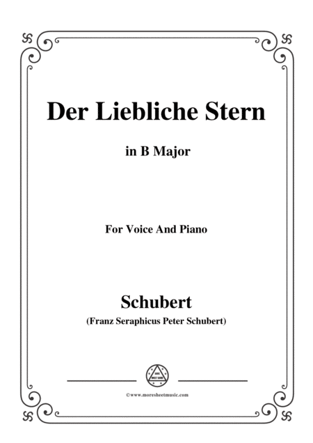 Schubert Der Liebliche Stern In B Major For Voice Piano Sheet Music