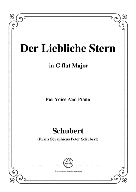 Schubert Der Liebliche Stern In G Flat Major For Voice Piano Sheet Music