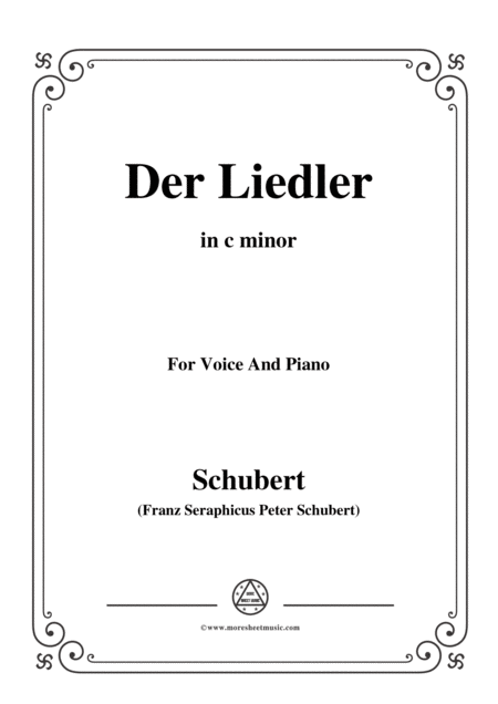 Schubert Der Liedler Op 38 D 209 In C Minor For Voice Piano Sheet Music