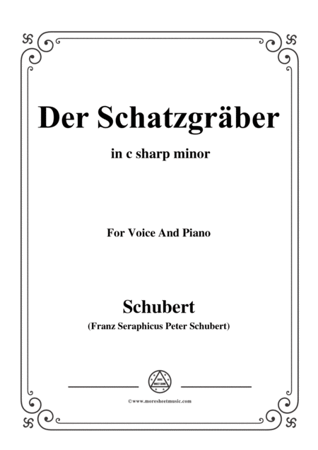 Schubert Der Schatzgrber In C Sharp Minor For Voice And Piano Sheet Music