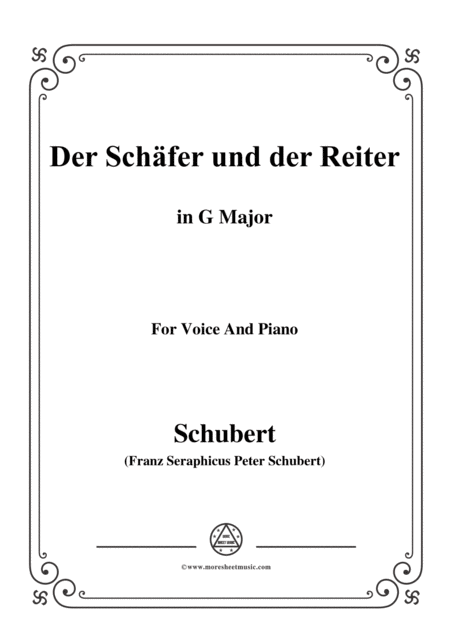 Schubert Der Schfer Und Der Reiter In G Major Op 13 No 1 For Voice And Piano Sheet Music