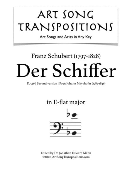 Schubert Der Schiffer D 536 Second Version Transposed To E Flat Major Bass Clef Sheet Music