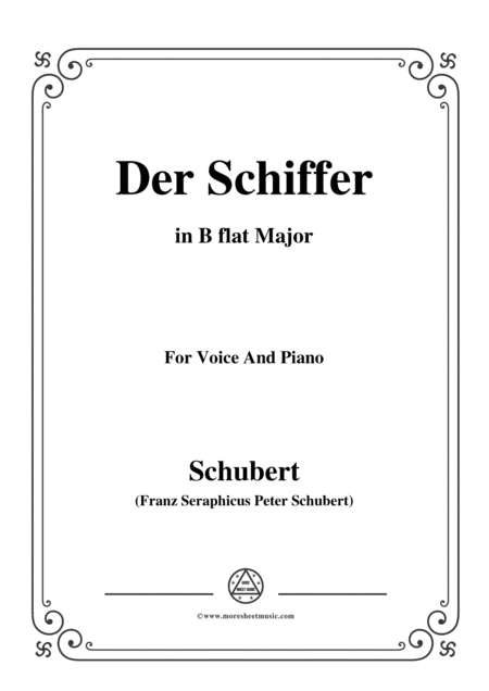 Free Sheet Music Schubert Der Schiffer In B Flat Major For Voice Piano