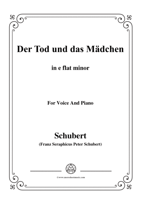 Free Sheet Music Schubert Der Tod Und Das Mdchen Op 7 No 3 In E Flat Minor For Voice Piano