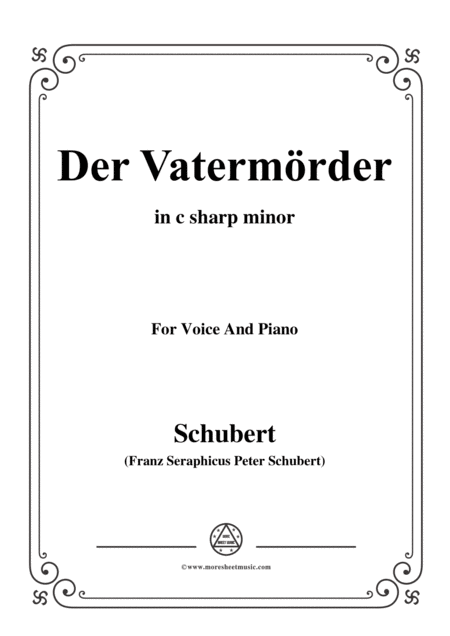 Schubert Der Vatermrder In C Sharp Minor For Voice And Piano Sheet Music