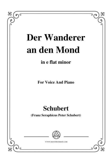Free Sheet Music Schubert Der Wanderer An Den Mond Op 80 In E Flat Minor For Voice Piano