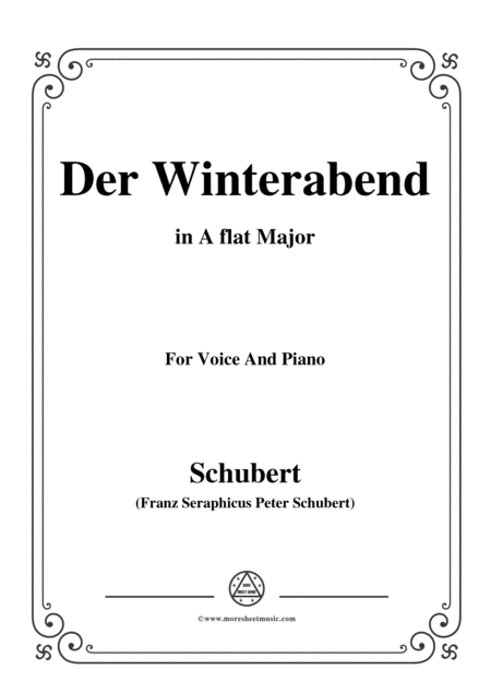 Schubert Der Winterabend In A Flat Major D 938 For Voice And Piano Sheet Music