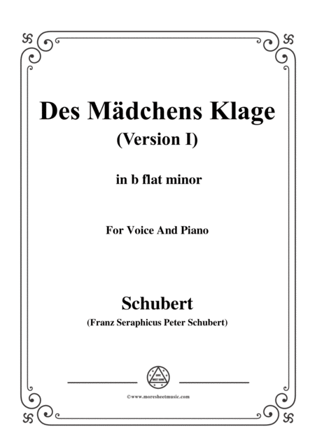 Free Sheet Music Schubert Des Mdchens Klage Version I In B Flat Minor D 6 For Voice And Piano