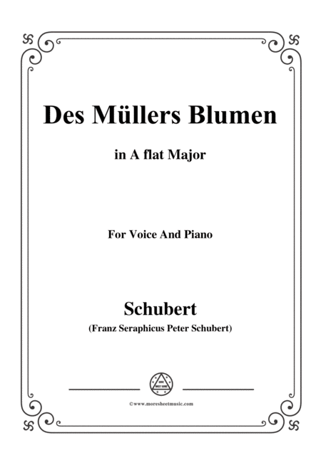 Schubert Des Mllers Blumen In A Flat Major For Voice And Piano Sheet Music