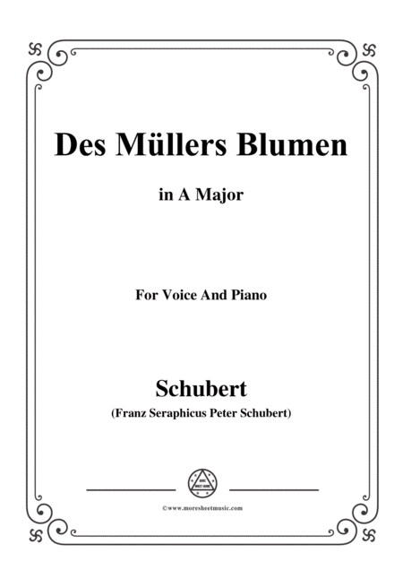 Schubert Des Mllers Blumen In A Major For Voice And Piano Sheet Music