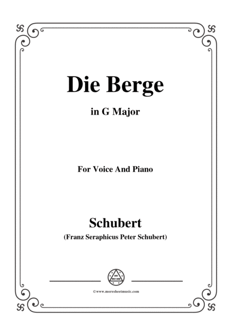 Schubert Die Berge Op 57 No 2 In G Major For Voice Piano Sheet Music