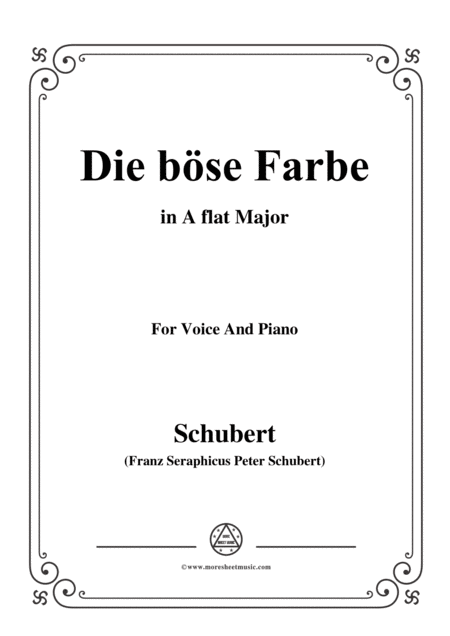 Free Sheet Music Schubert Die Bse Farbe From Die Schne Mllerin Op 25 No 17 In A Flat Major For Voice Piano