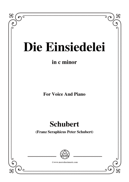 Schubert Die Einsiedelei The Hermitage In C Minor D 563 For Voice Piano Sheet Music