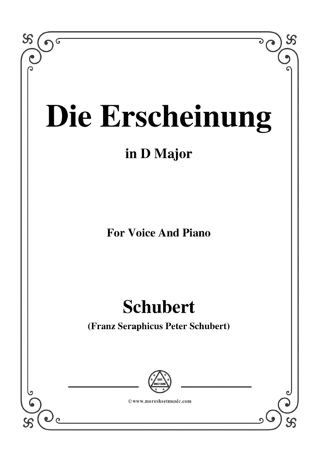 Free Sheet Music Schubert Die Erscheinung Op 108 No 3 In D Major For Voice Piano