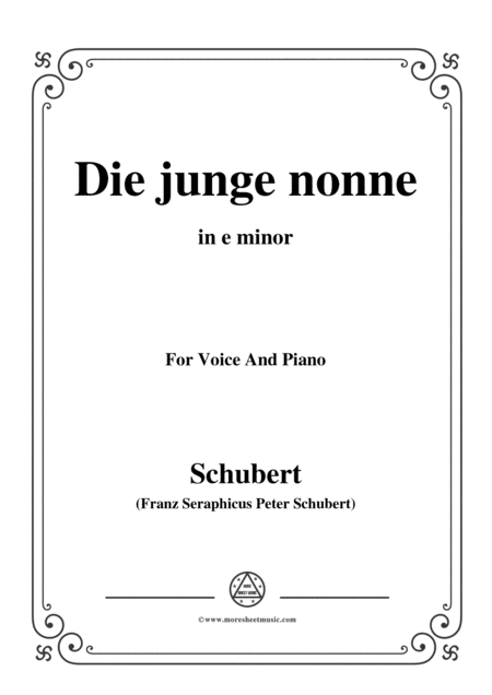 Schubert Die Junge Nonne In E Minor For Voice And Piano Sheet Music