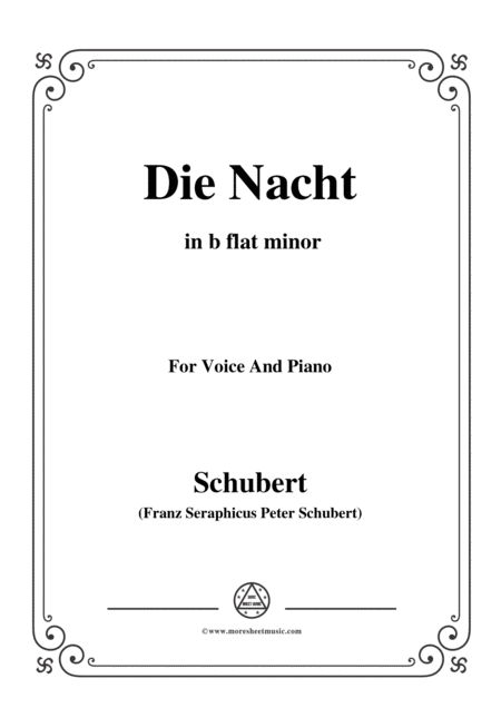 Schubert Die Nacht In B Flat Minor D 534 For Voice And Piano Sheet Music