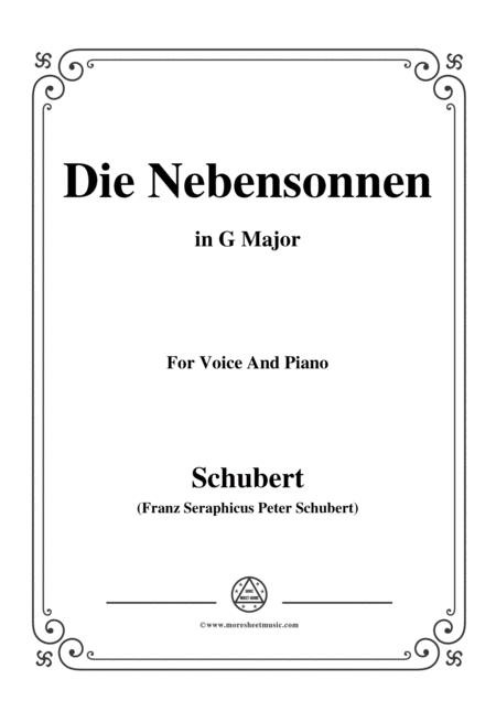 Schubert Die Nebensonnen In G Major Op 89 No 23 For Voice And Piano Sheet Music